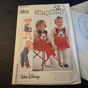 Simplicity 8263 Toddler shirt overalls jumper Mickey Minnie Mouse CUT Size 3